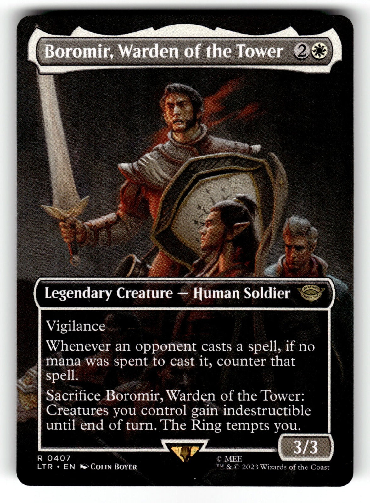 Boromir, Warden of the Tower (Borderless) – 407 LTR: Universes Beyond: The Lord of the Rings: Tales of Middle-earth R NM