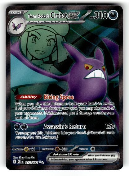 Team Rocket's Crobat ex - – 217/182 DRI: SV10: Destined Rivals Ultra Rare Holo NM