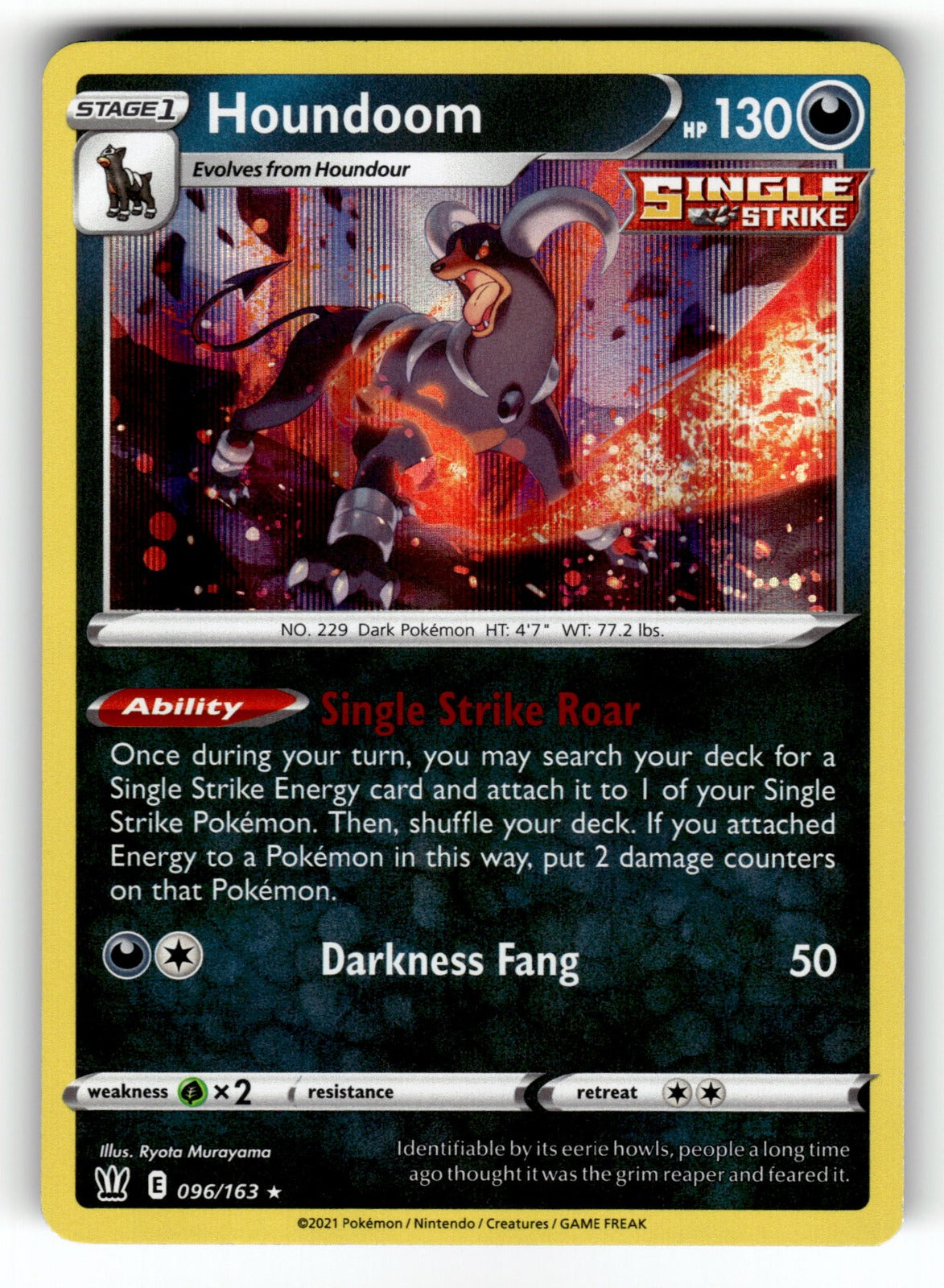 Houndoom – 096/163 SWSH05: SWSH05: Battle Styles Holo Rare NM