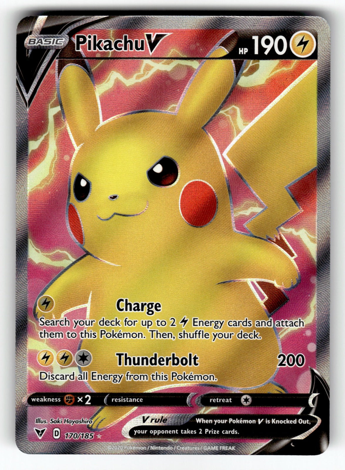 Pikachu V (Full Art) – 170/185 SWSH04: SWSH04: Vivid Voltage Ultra Rare Holo NM