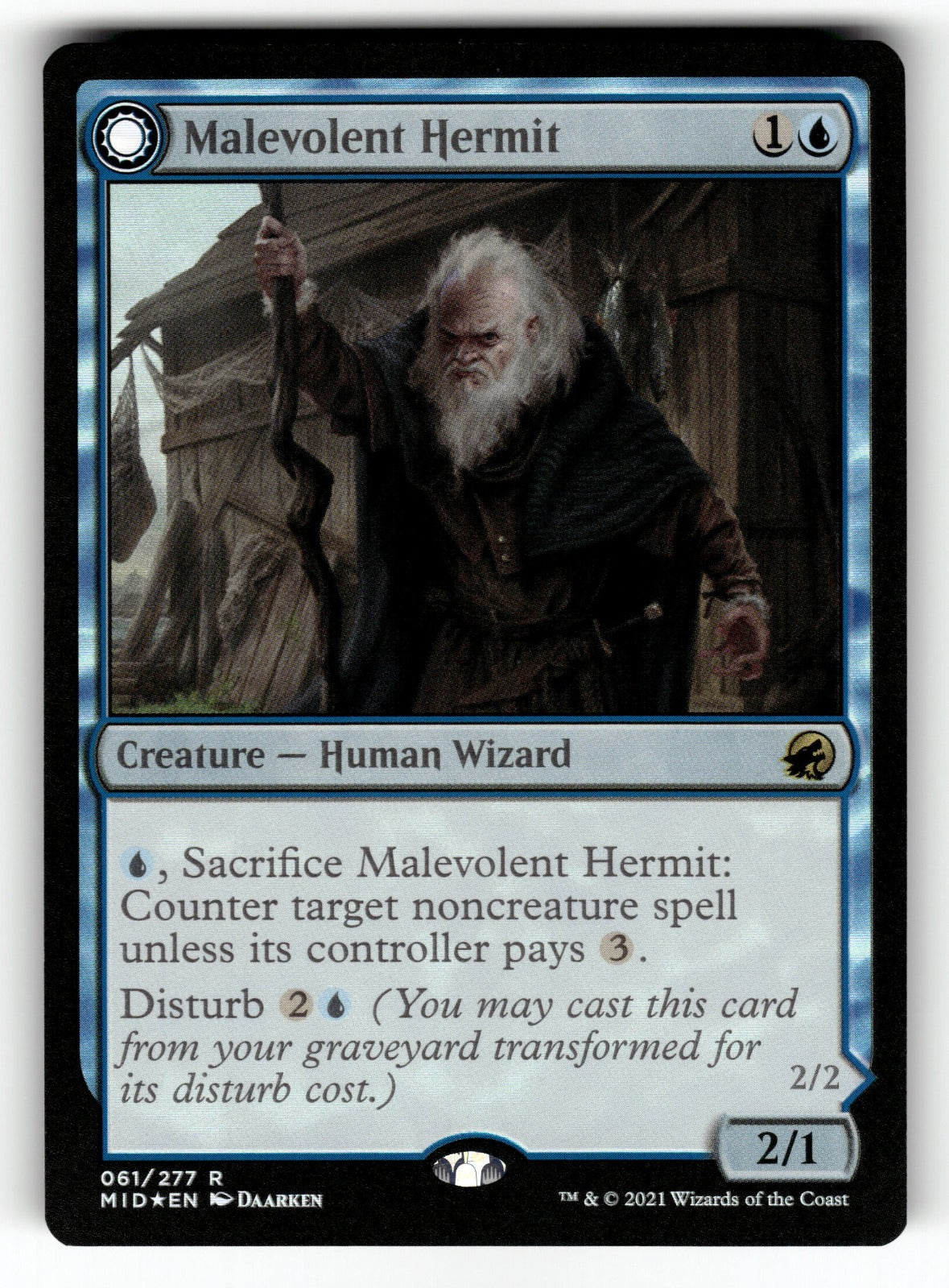 Malevolent Hermit – 61 MID: Innistrad: Midnight Hunt R FoilNM