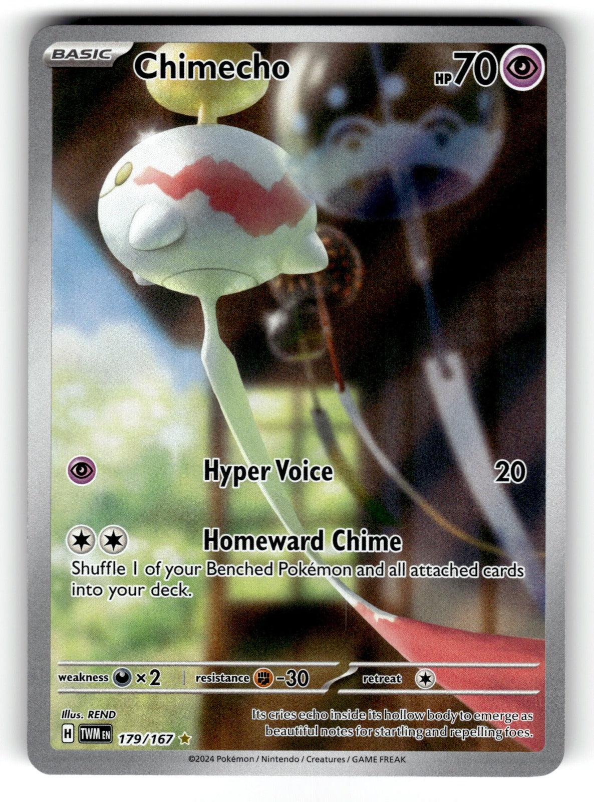 Chimecho – 179/167 TWM: SV06: Twilight Masquerade Illustration Rare Holo NM
