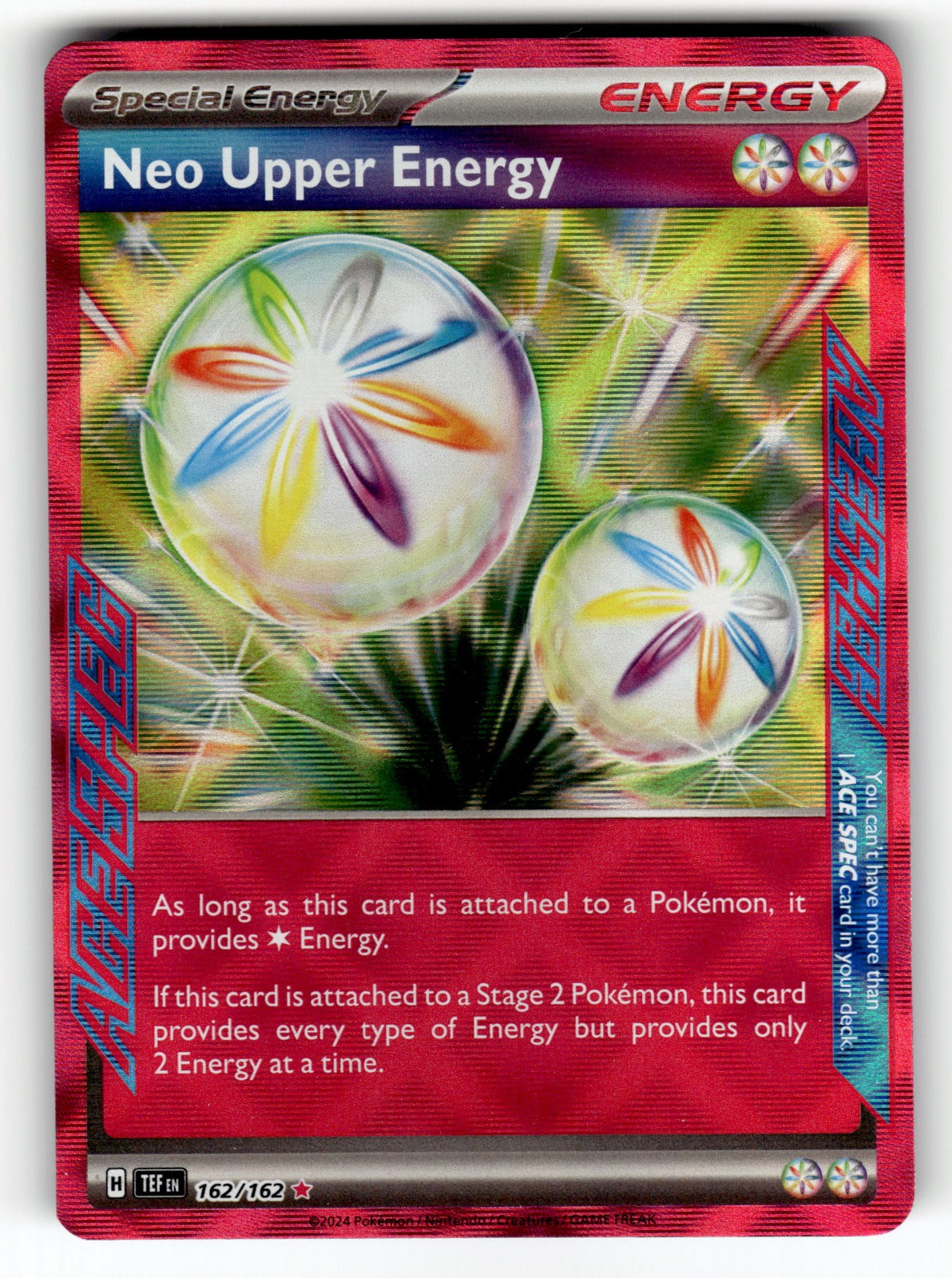 Neo Upper Energy – 162/162 TEF: SV05: Temporal Forces ACE SPEC Rare Holo NM