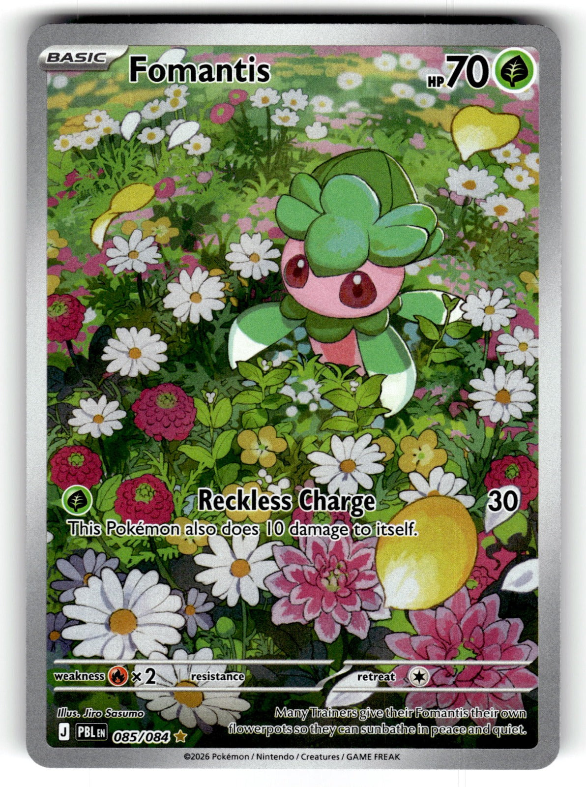 Fomantis – 085/084 PBL: ME05: Pitch Black Illustration Rare Holo NM