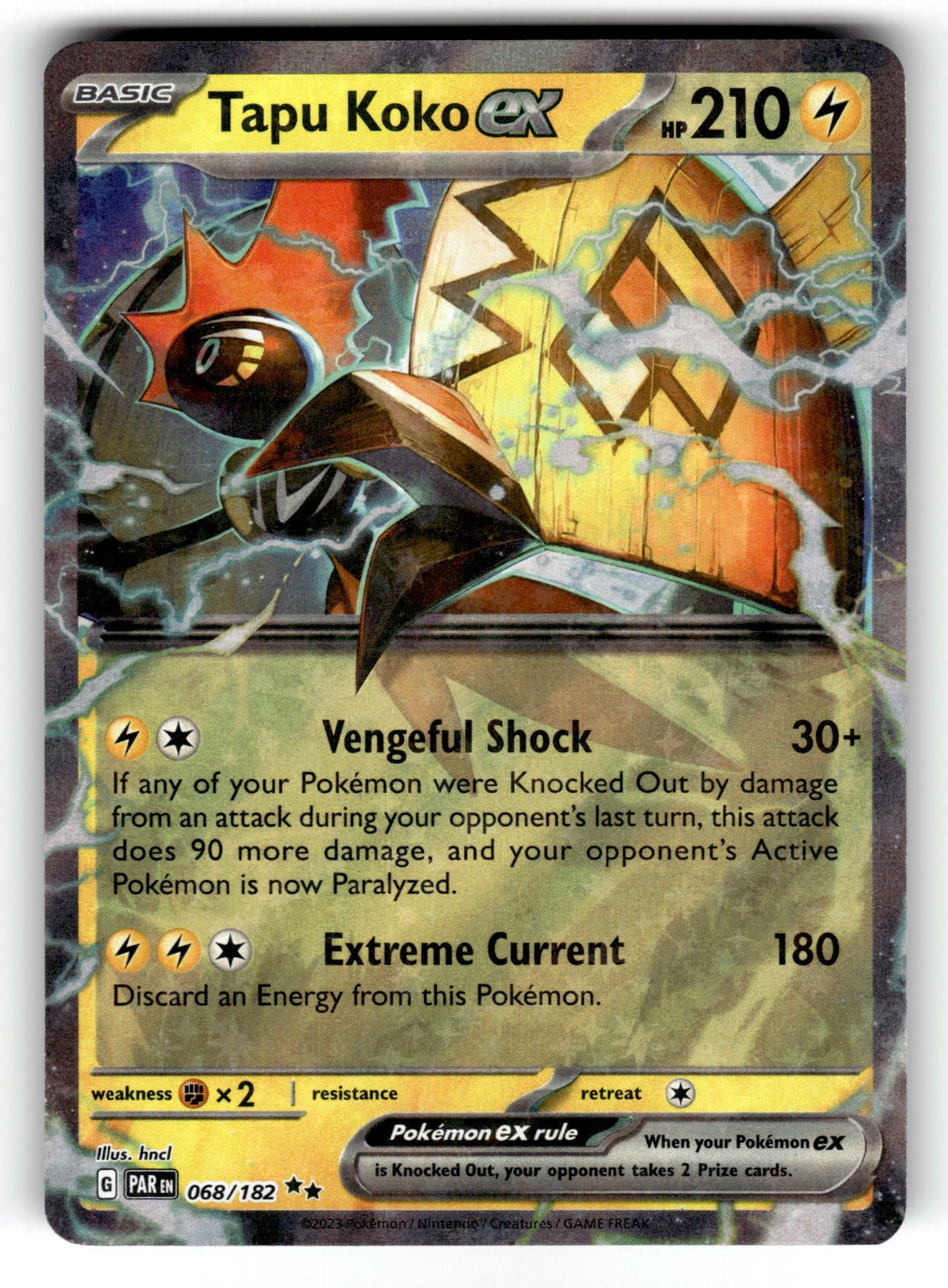 Tapu Koko ex – 068/182 PAR: SV04: Paradox Rift Double Rare Holo NM