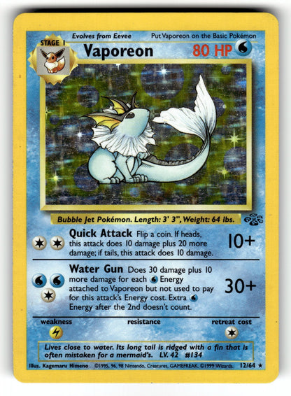 Vaporeon (12) – 12/64 JU: Jungle Holo Rare Unlimited Holo LP