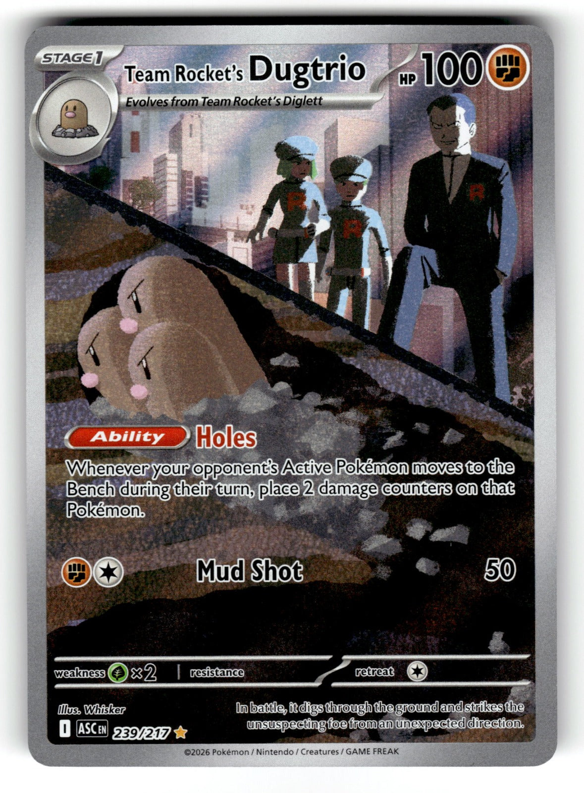 Team Rocket's Dugtrio  239/217 ASC ME: Ascended Heroes Illustration Rare Holo NM