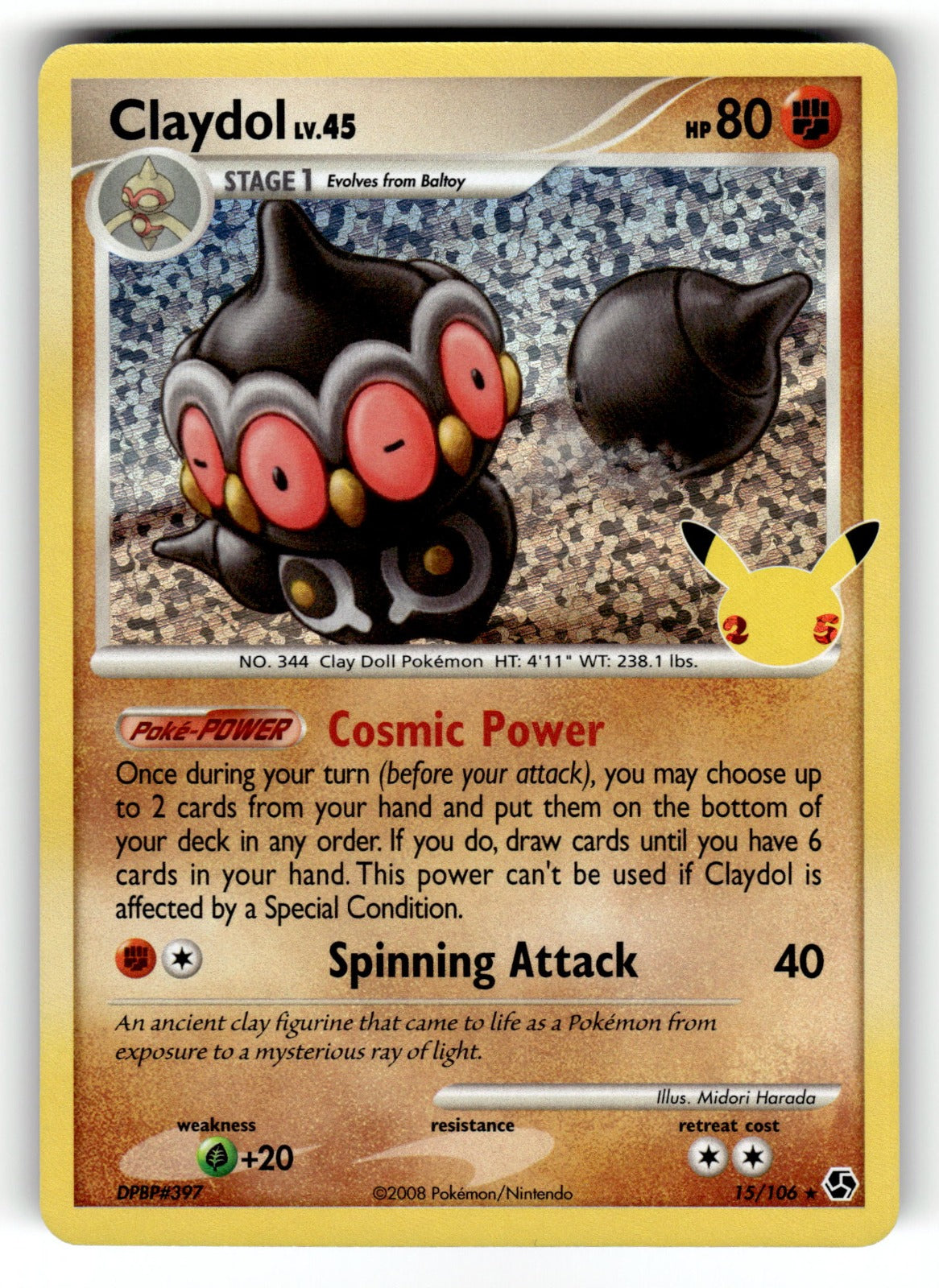 Claydol – 15/106 CCC: Celebrations: Classic Collection Classic Collection Holo NM
