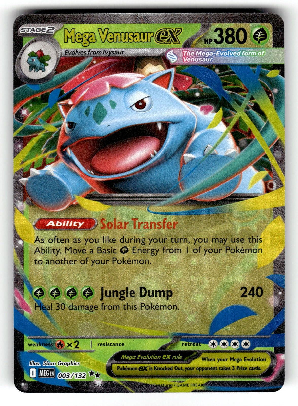 Mega Venusaur ex – 003/132 MEG: ME01: Mega Evolution Double Rare Holo NM
