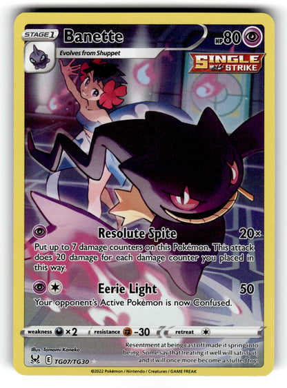 Banette – TG07/TG30 SWSH11: TG: SWSH11: Lost Origin Trainer Gallery Ultra Rare Holo NM