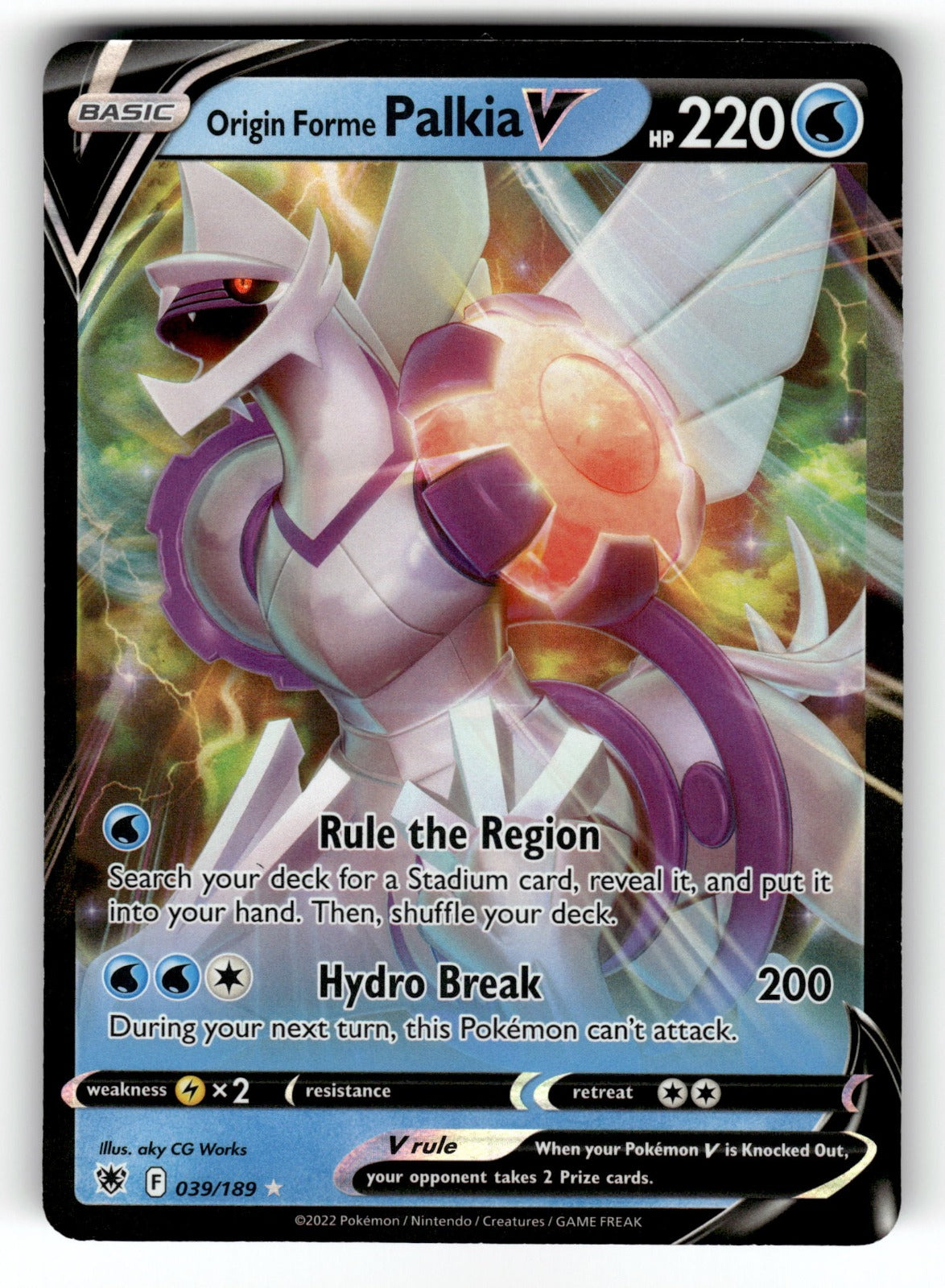 Origin Forme Palkia V – 039/189 SWSH10: SWSH10: Astral Radiance Ultra Rare Holo NM
