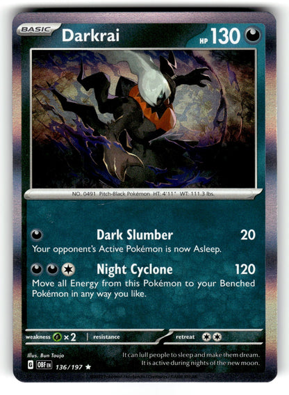 Darkrai – 136/197 OBF: SV03: Obsidian Flames Rare Holo NM