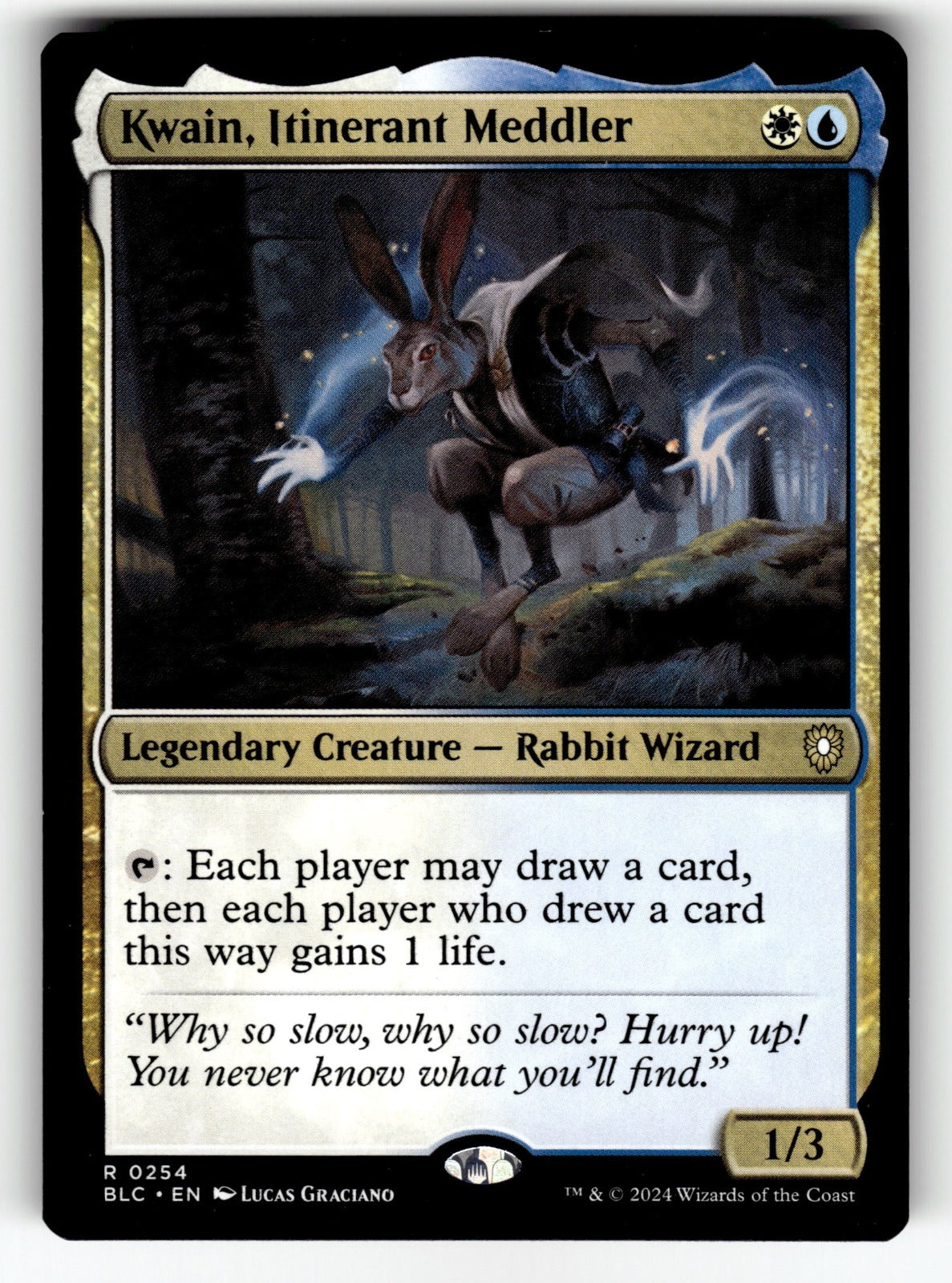 Kwain, Itinerant Meddler – 254 BLC: Commander: Bloomburrow R NM