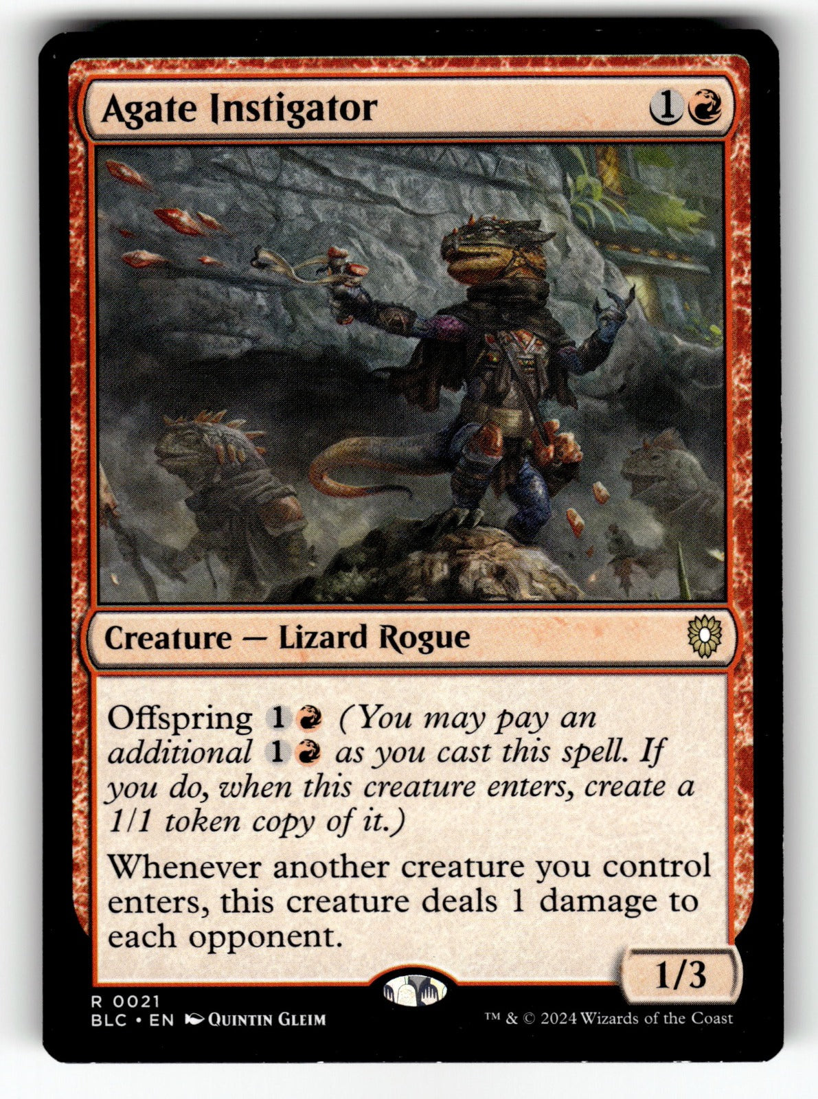 Agate Instigator – 21 BLC: Commander: Bloomburrow R NM