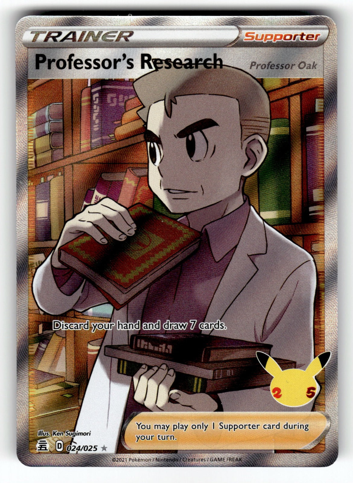 Professor's Research [Professor Oak] (Full Art) – 024/025 CLB: Celebrations Ultra Rare Holo NM