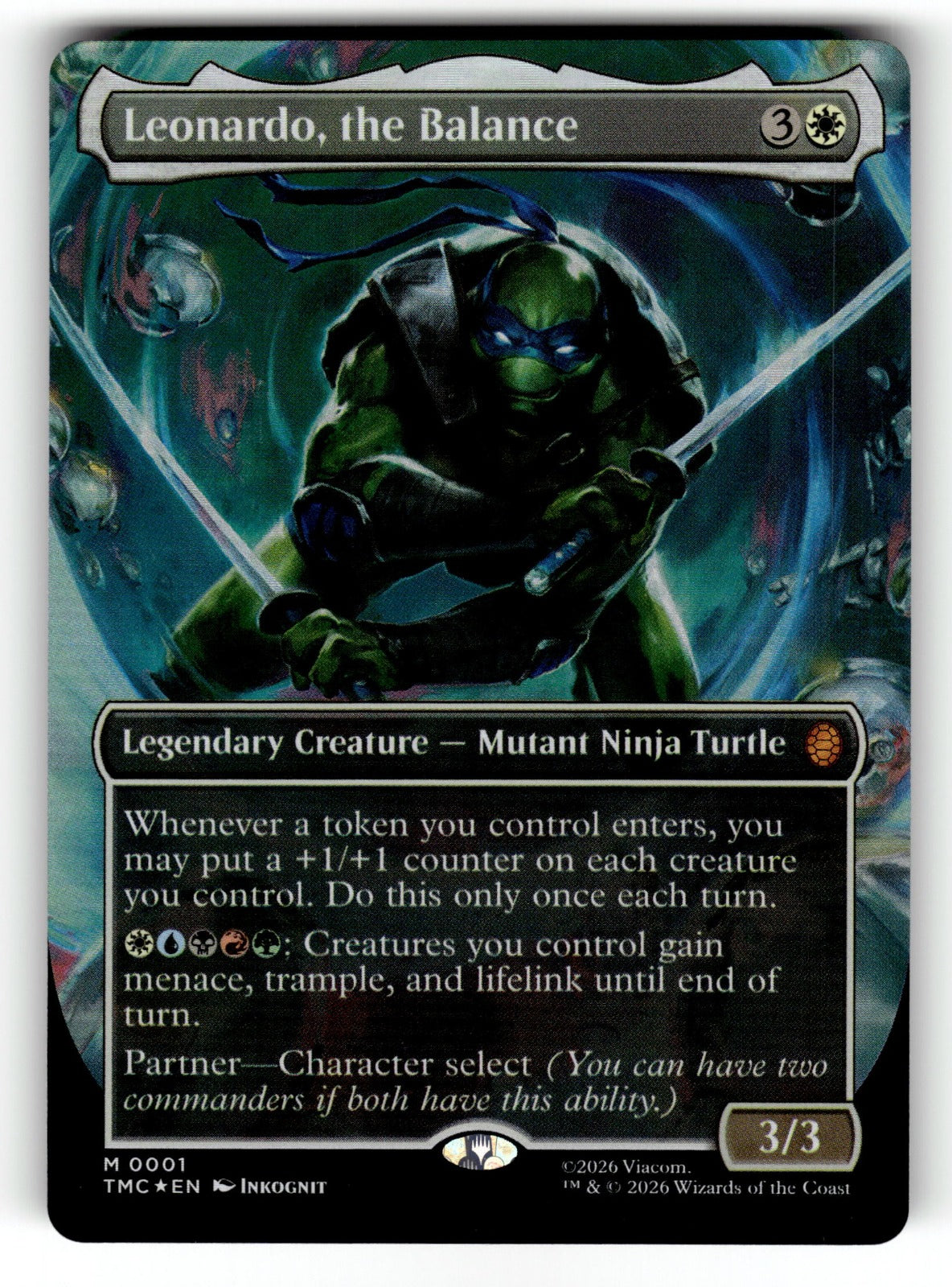 Leonardo, the Balance (0001) (Borderless) – 1 TMC: Commander: Teenage Mutant Ninja Turtles M FoilNM