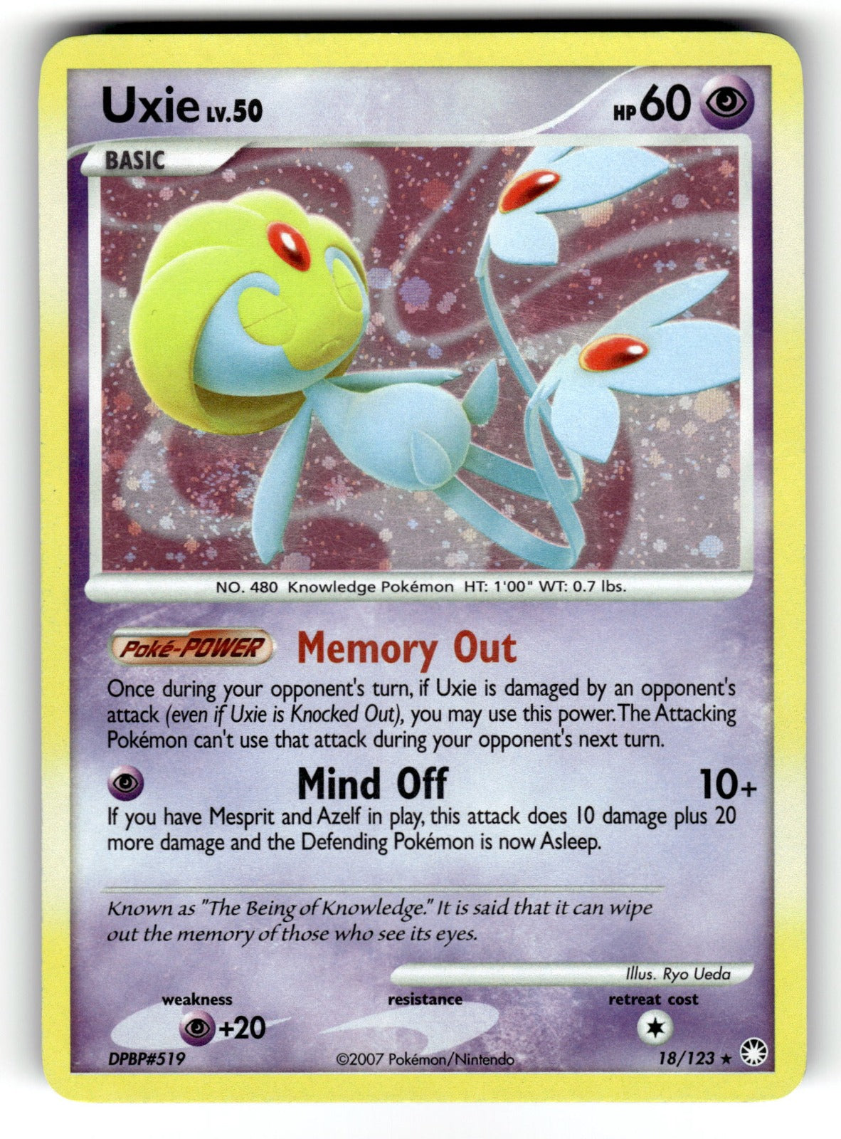 Uxie – 18/123 MT: Mysterious Treasures Holo Rare HoloLP