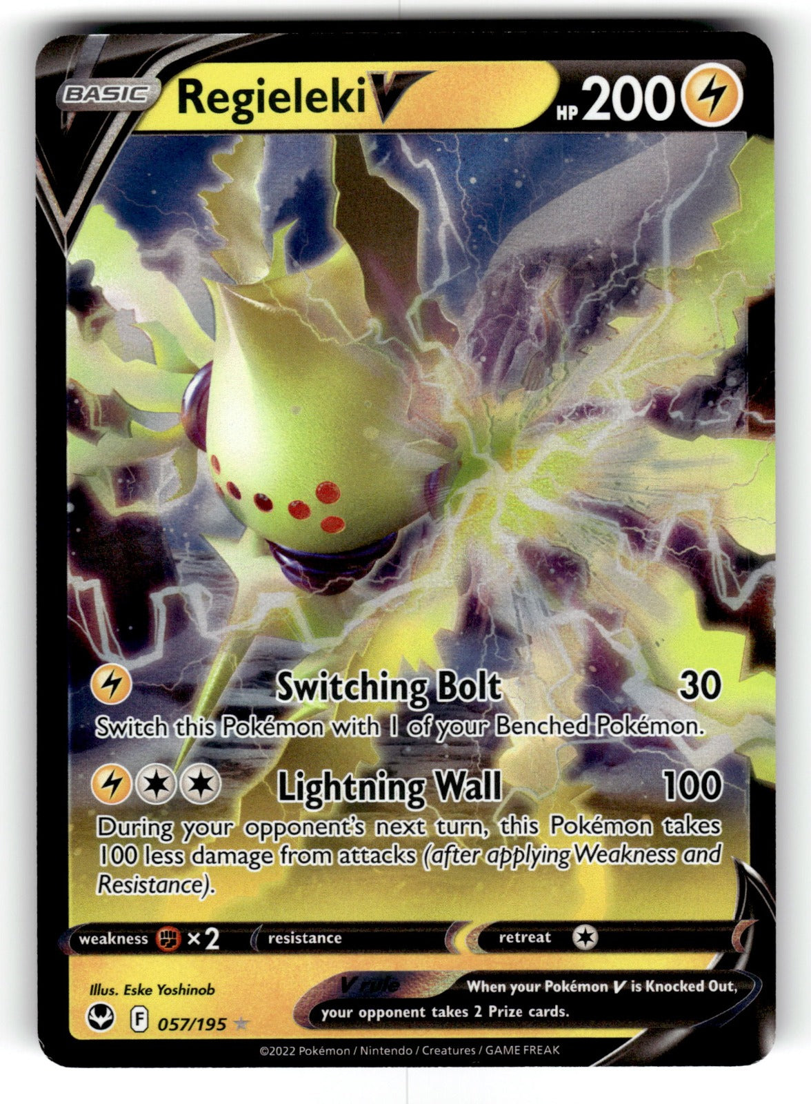 Regieleki V – 057/195 SWSH12: SWSH12: Silver Tempest Ultra Rare Holo NM