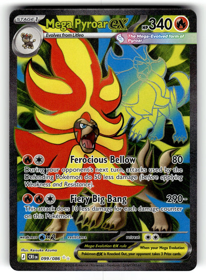 Mega Pyroar ex – 099/086 CRI: ME04: Chaos Rising Ultra Rare Holo NM