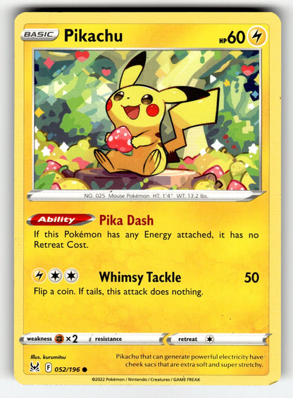 Pikachu - 052/196 SWSH11: SWSH11: Lost Origin Common NM