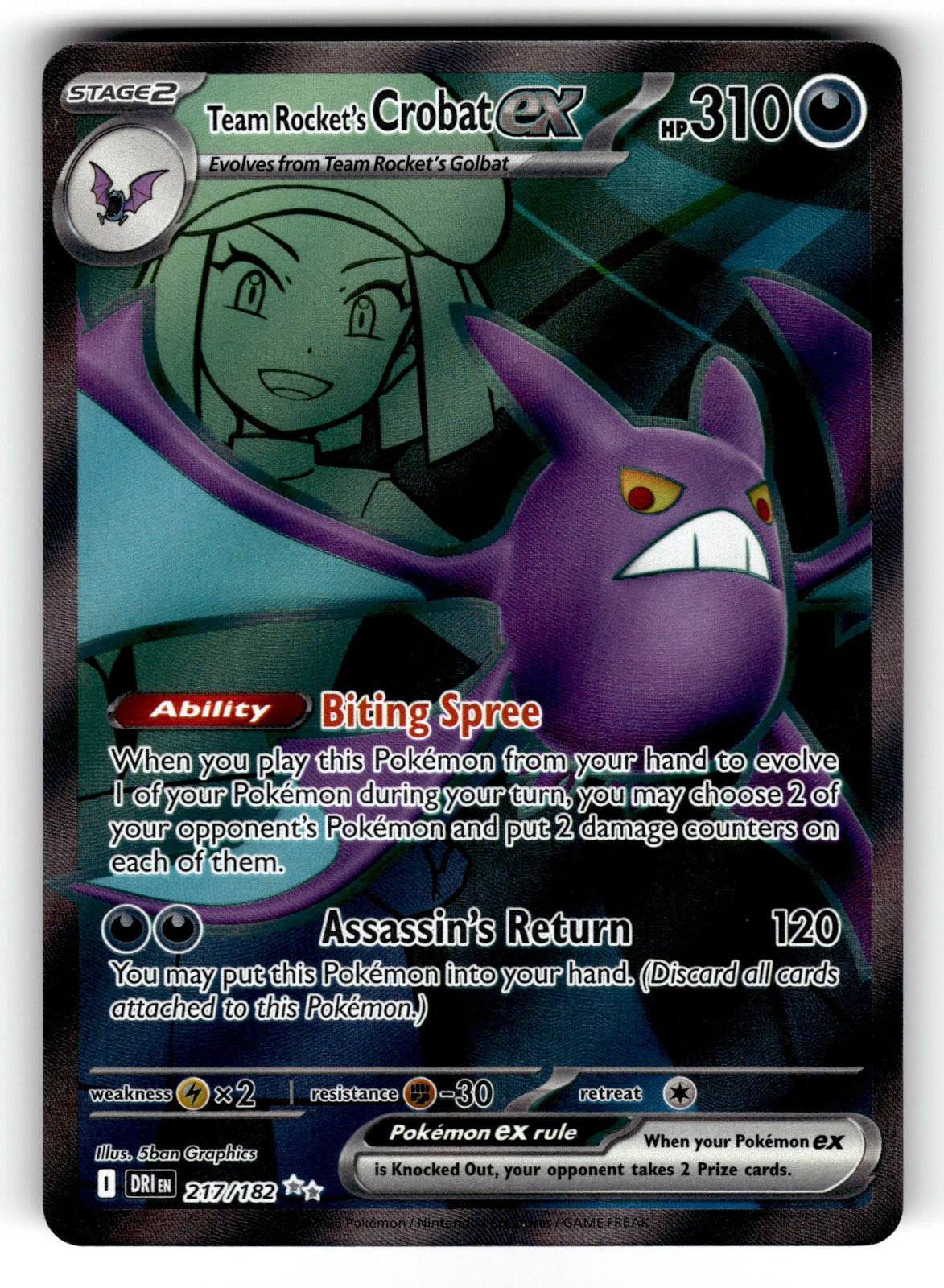 Team Rocket's Crobat ex - – 217/182 DRI: SV10: Destined Rivals Ultra Rare HoloMP