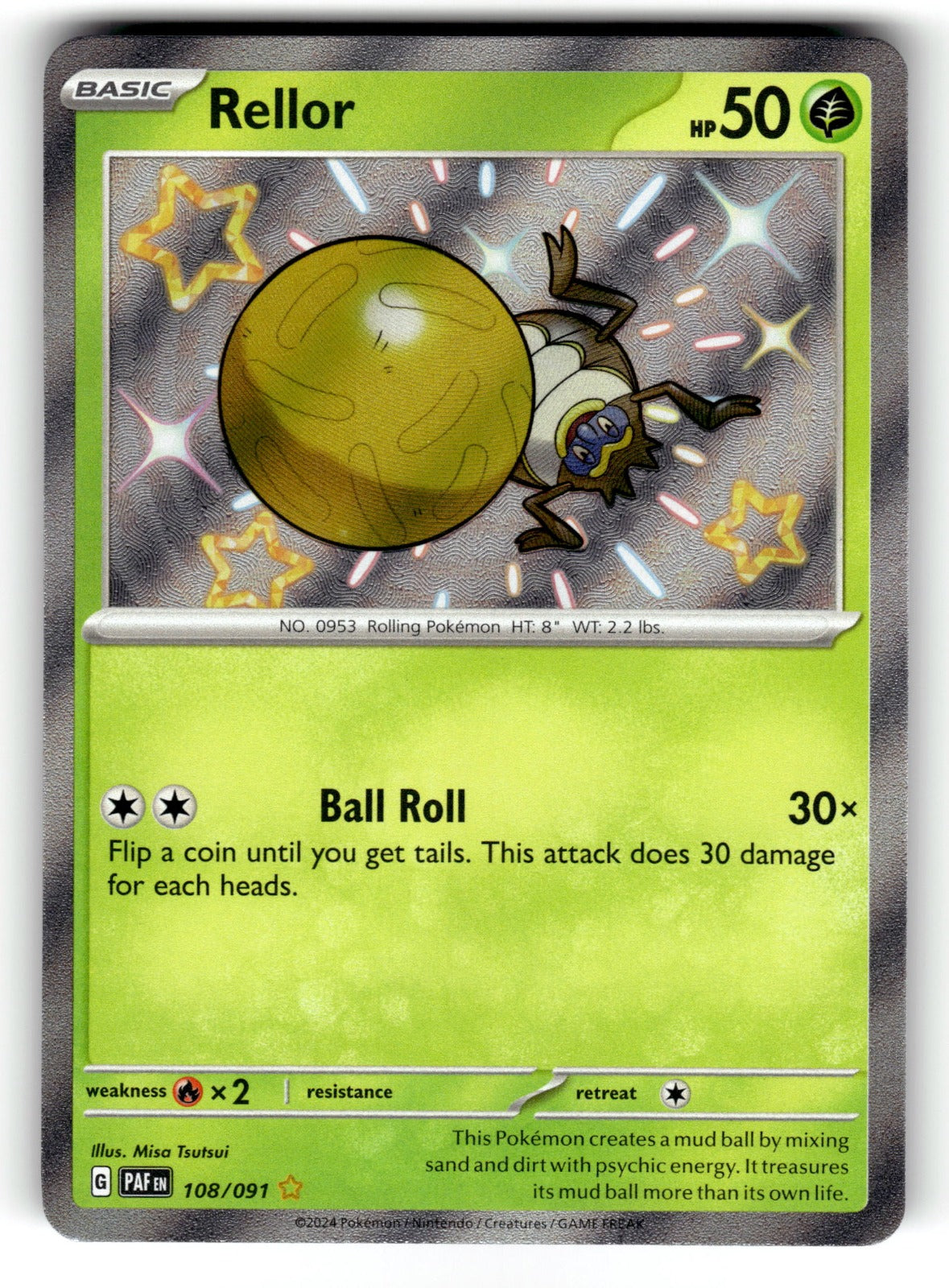 Rellor – 108/091 PAF: SV: Paldean Fates Shiny Rare HoloNM