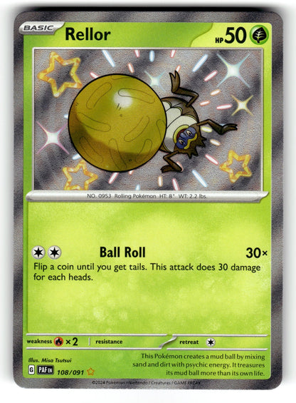 Rellor – 108/091 PAF: SV: Paldean Fates Shiny Rare HoloNM