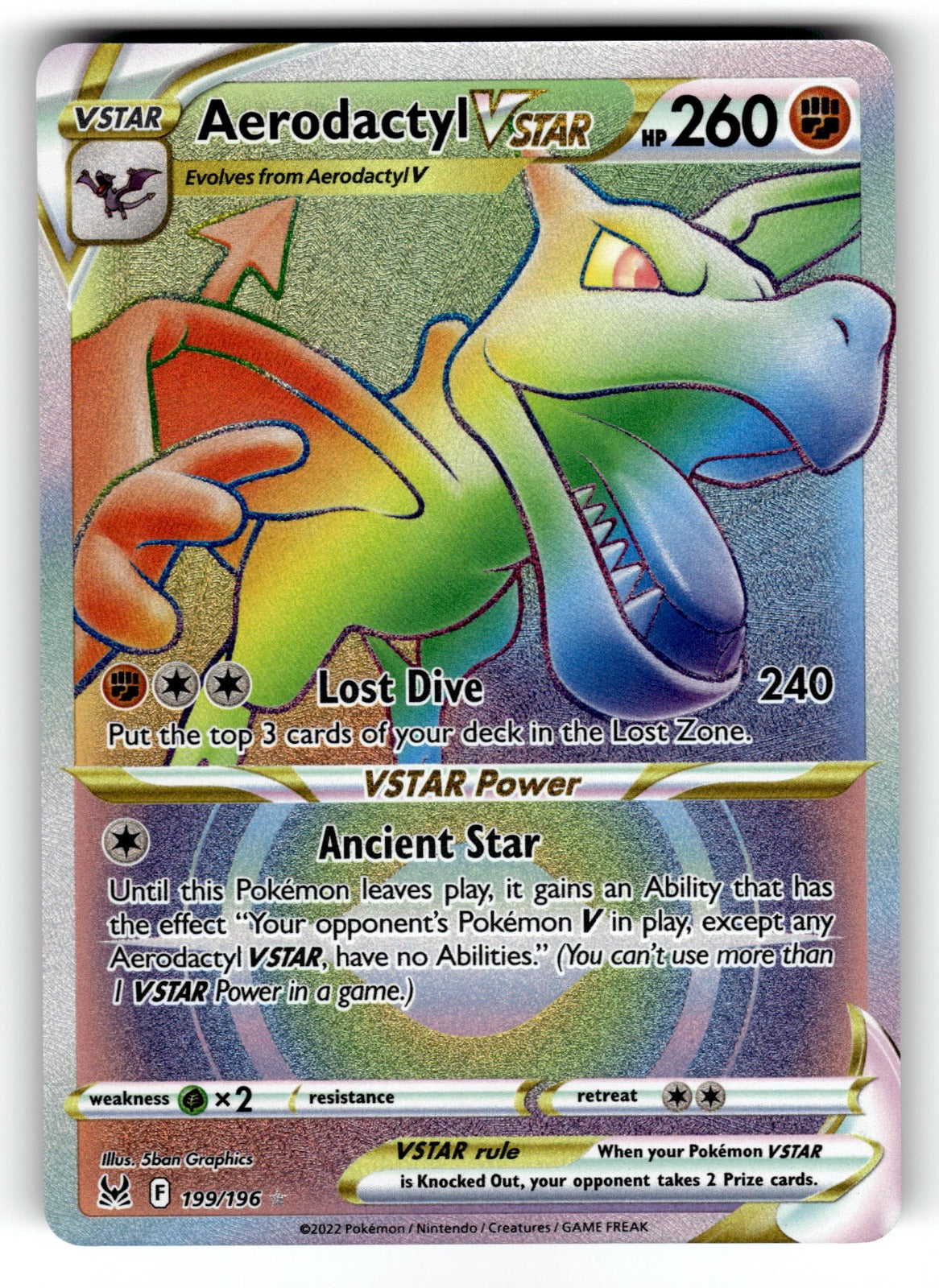 Aerodactyl VSTAR (Secret) – 199/196 SWSH11: SWSH11: Lost Origin Secret Rare HoloNM