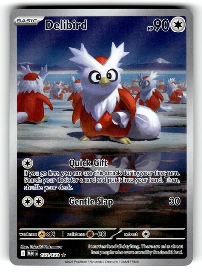 Delibird – 152/132 MEG: ME01: Mega Evolution Illustration Rare Holo NM