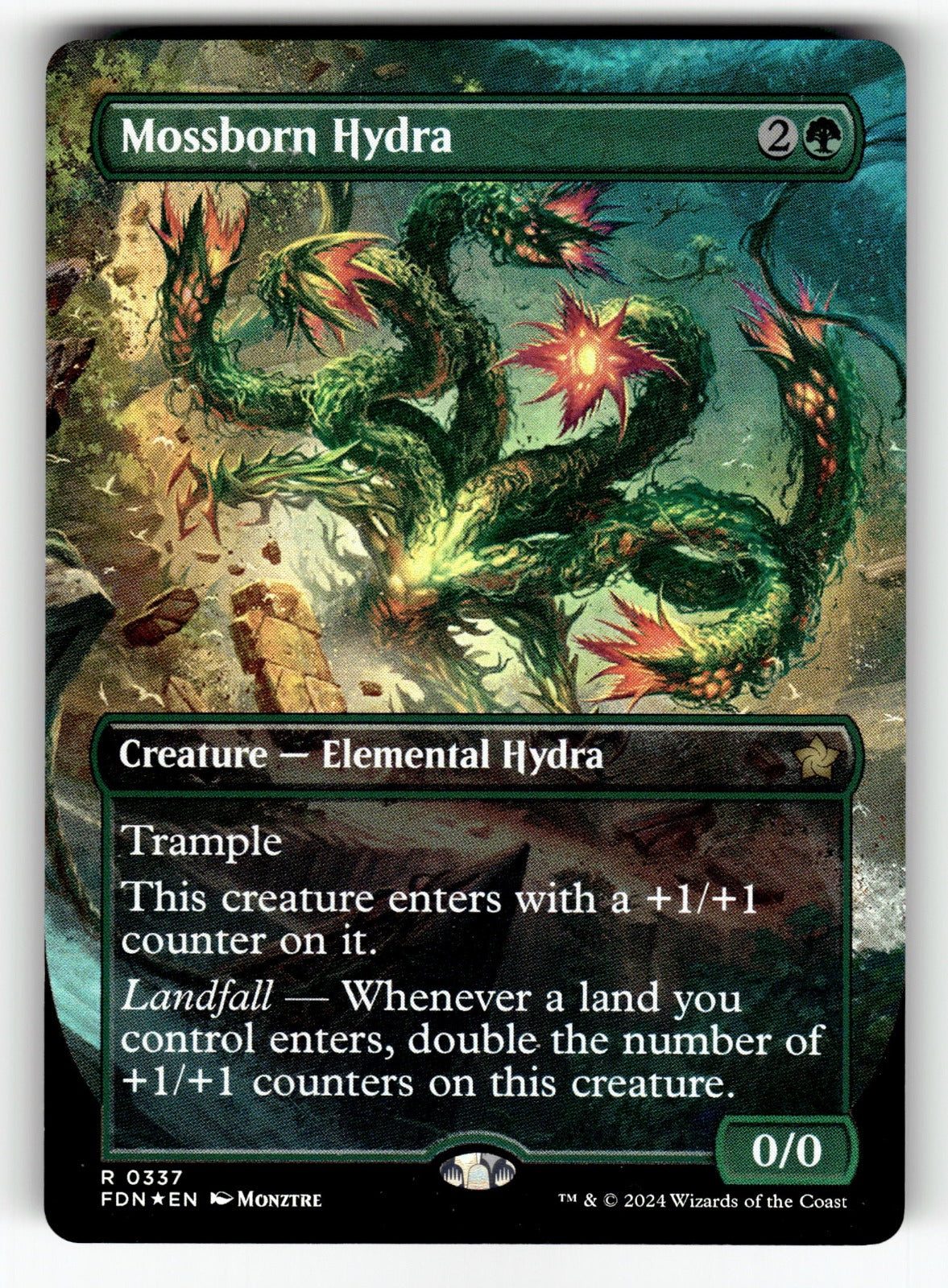 Mossborn Hydra (Borderless) – 337 FDN: Foundations R Foil LP