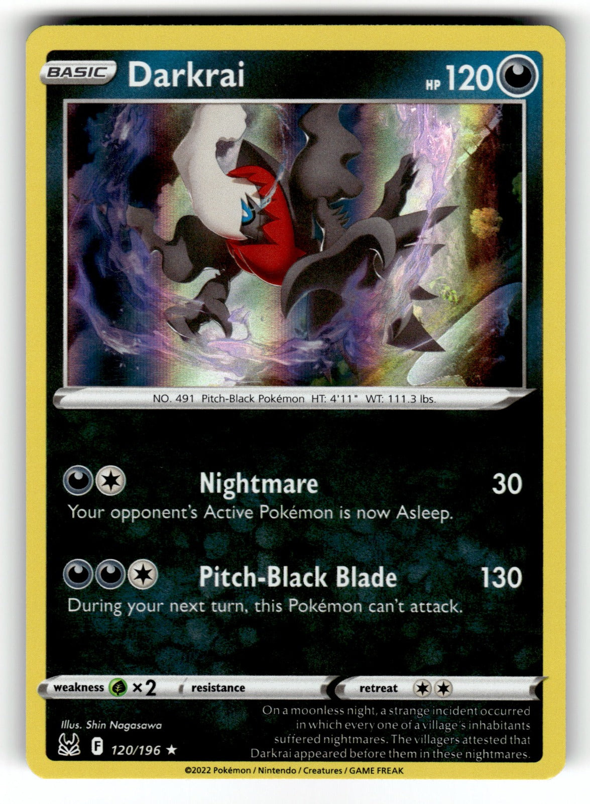 Darkrai – 120/196 SWSH11: SWSH11: Lost Origin Holo Rare NM