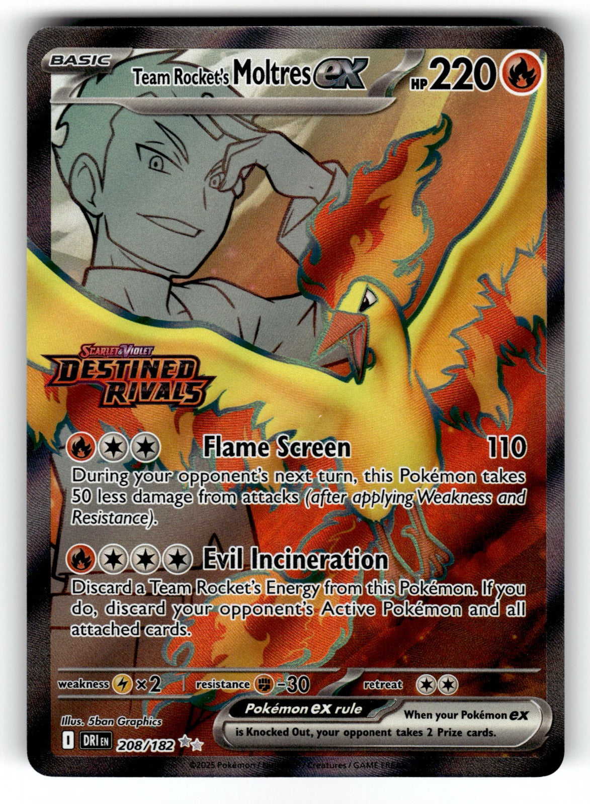 Team Rocket's Moltres ex – 208/182 DRI: SV10: Destined Rivals Ultra Rare Holo NM