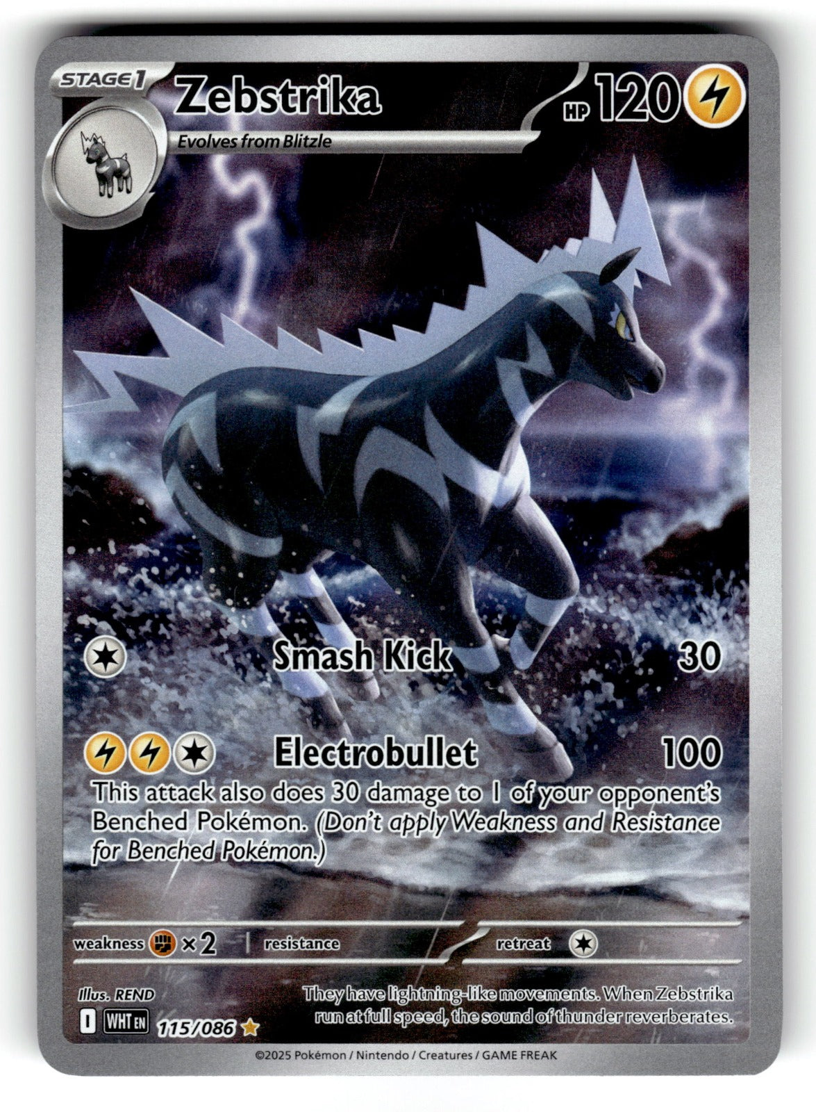 Zebstrika – 115/086 WHT: SV: White Flare Illustration Rare Holo NM