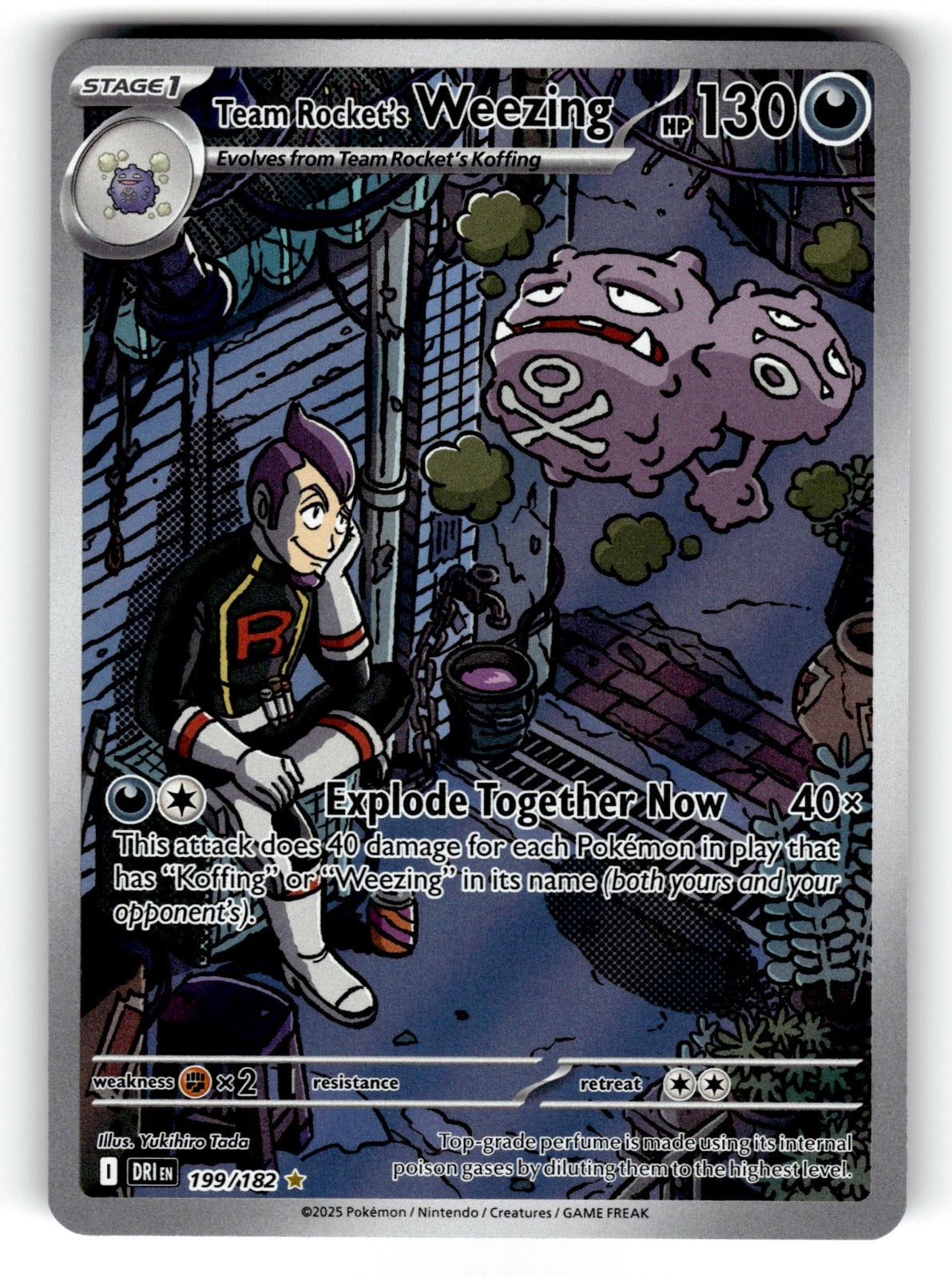 Team Rocket's Weezing – 199/182 DRI: SV10: Destined Rivals Illustration Rare HoloNM