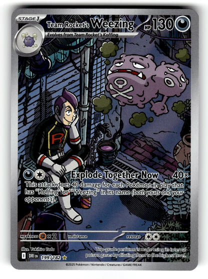 Team Rocket's Weezing – 199/182 DRI: SV10: Destined Rivals Illustration Rare HoloNM