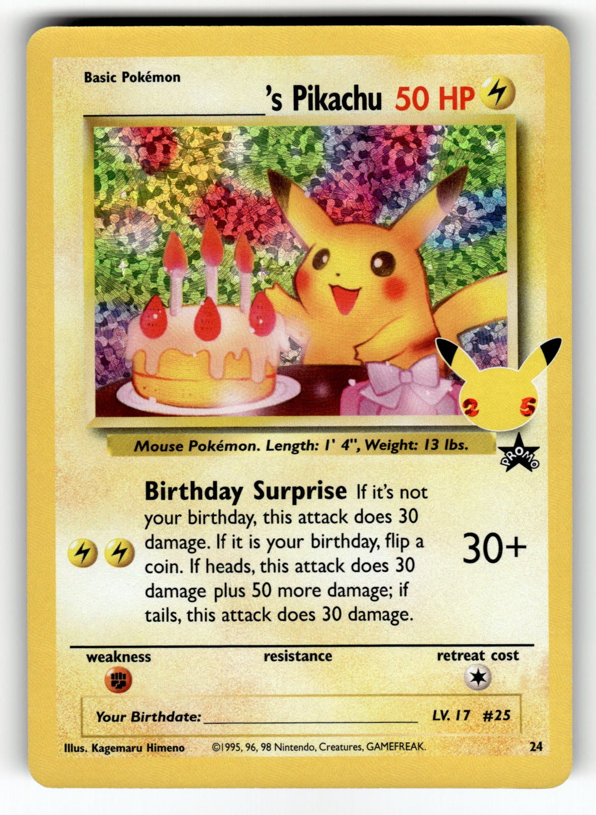 ______'s Pikachu – 24/53 CCC: Celebrations: Classic Collection Classic Collection Holo NM