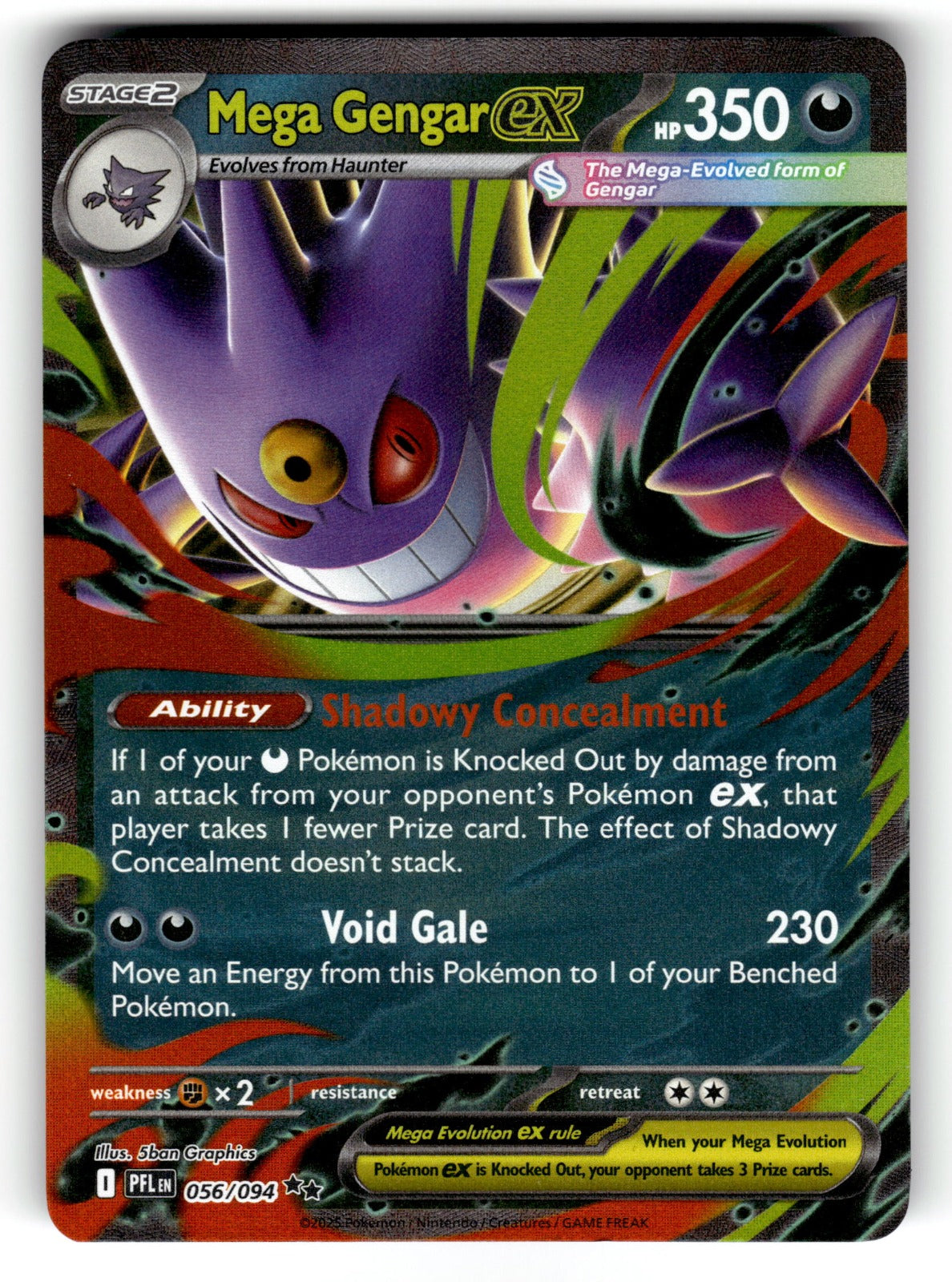 Mega Gengar ex – 056/094 PFL: ME02: Phantasmal Flames Double Rare HoloNM