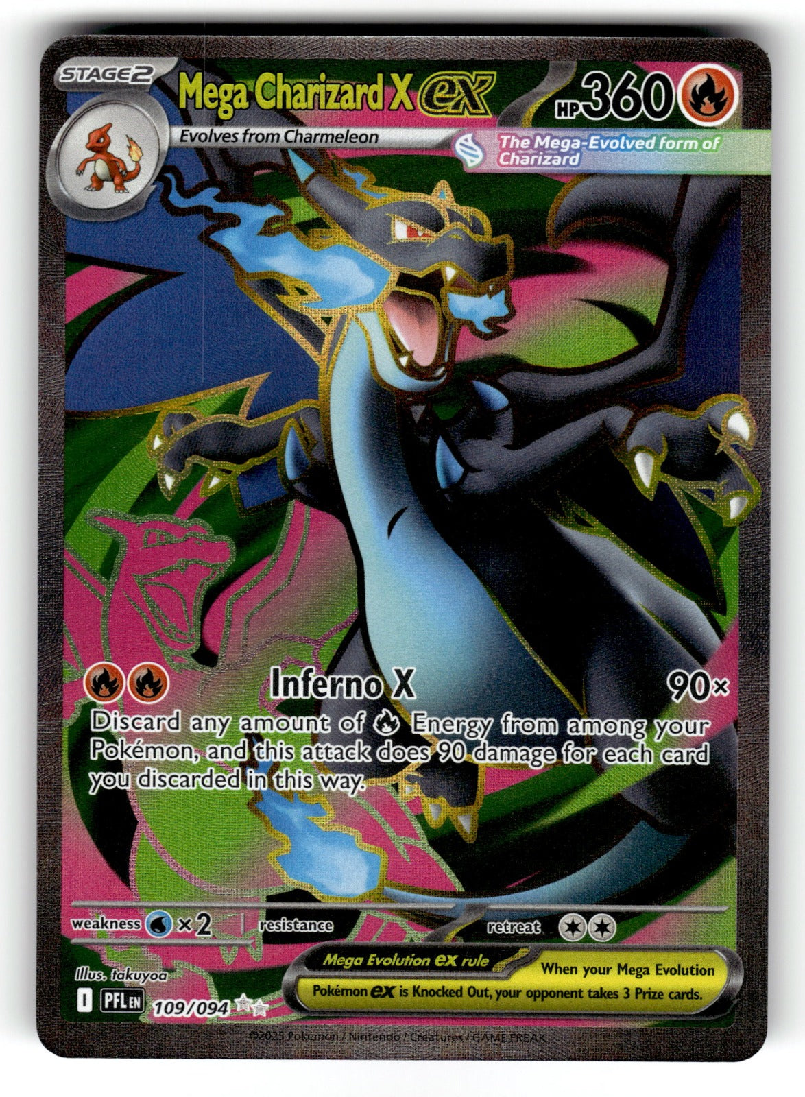 Mega Charizard X ex – 109/094 PFL: ME02: Phantasmal Flames Ultra Rare Holo NM