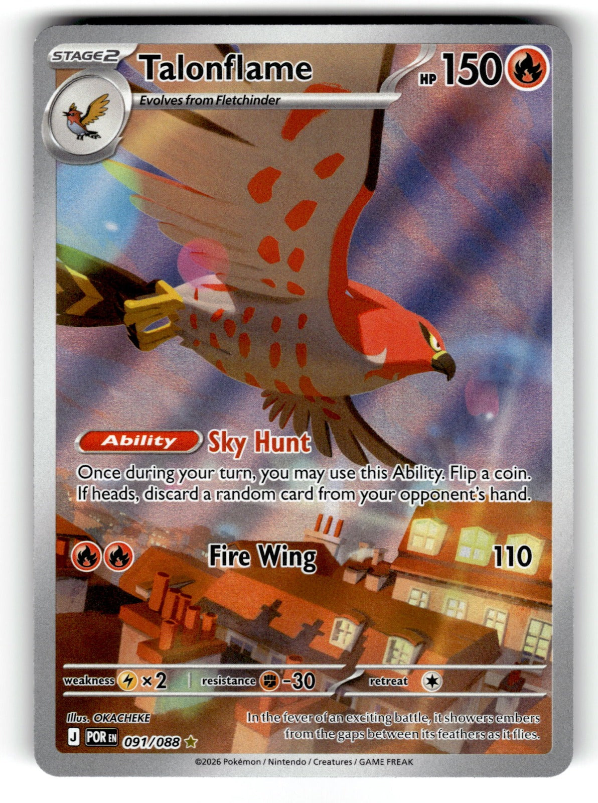 Talonflame – 091/088 POR: ME03: Perfect Order Illustration Rare Holo NM
