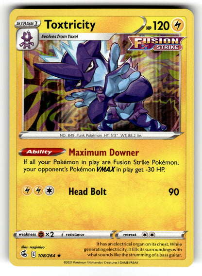 Toxtricity (108) – 108/264 SWSH08: SWSH08: Fusion Strike Holo Rare NM