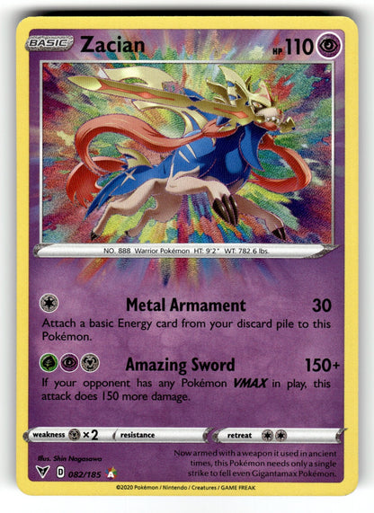 Zacian – 082/185 SWSH04: SWSH04: Vivid Voltage Amazing Rare Holo NM