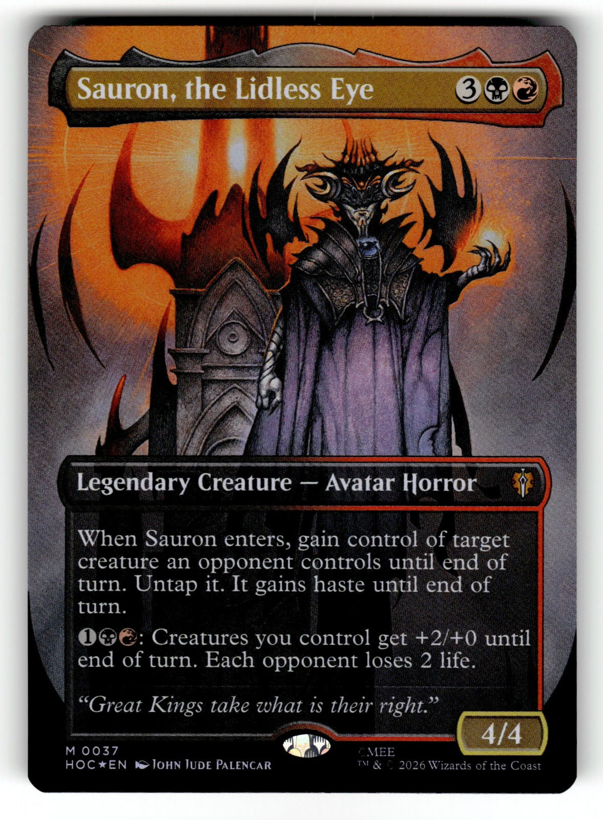 Sauron, the Lidless Eye (Borderless) – 37 HOC: The Hobbit: Eternal-Legal M Foil NM