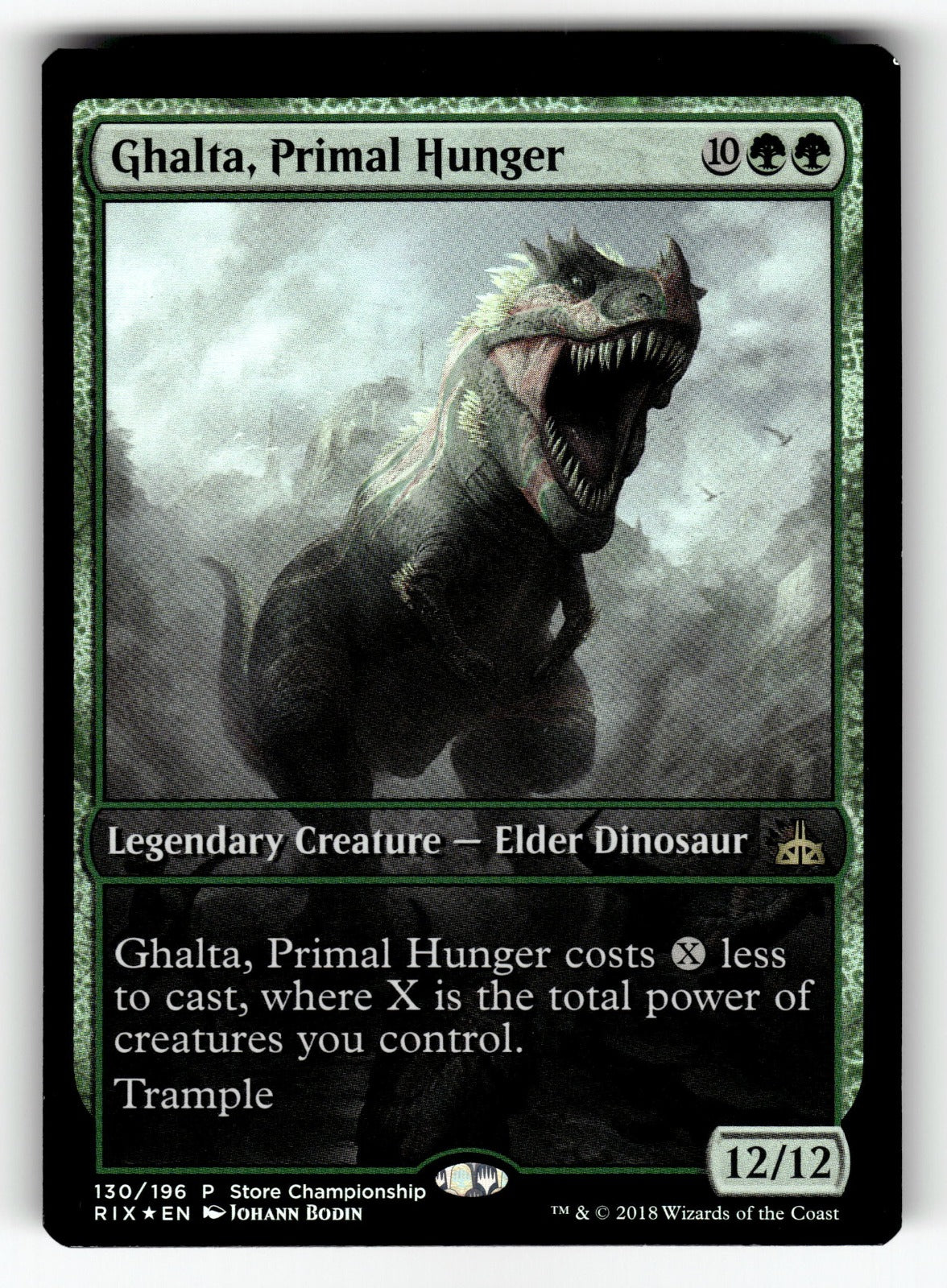Ghalta, Primal Hunger – 130 GAME: Game Day & Store Championship Promos P Foil NM