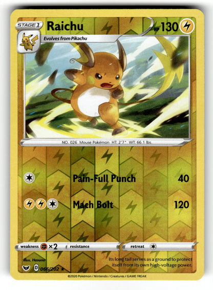 Raichu - 066/202 SWSH01: SWSH01: Sword & Shield Base Set Rare NM