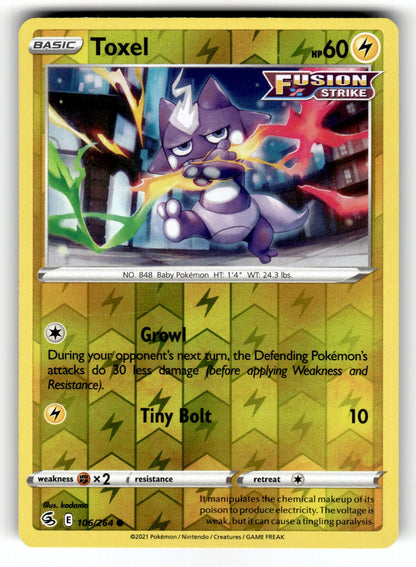 Toxel (106) – 106/264 SWSH08: SWSH08: Fusion Strike Common Reverse Holo NM