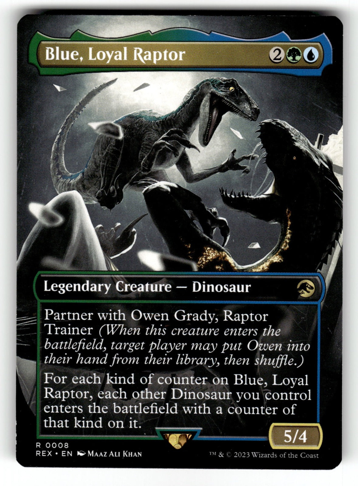Blue, Loyal Raptor (Borderless) – 8 REX: Universes Beyond: Jurassic World Collection R NM
