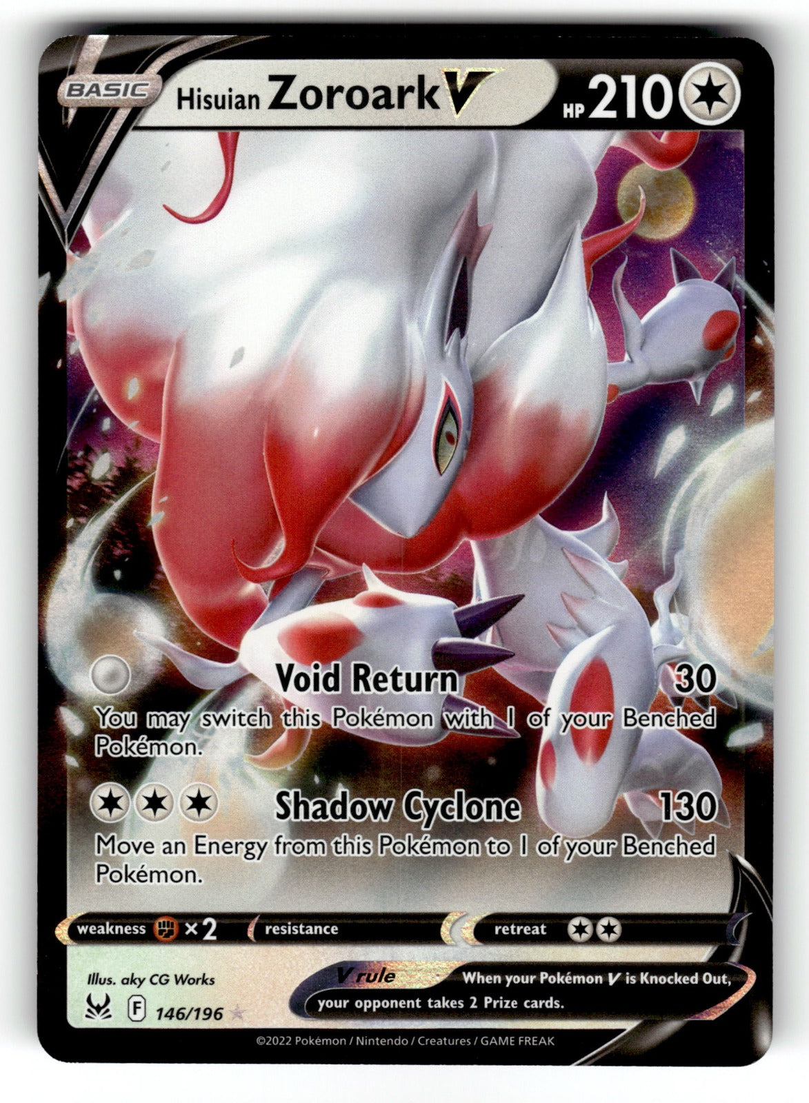 Hisuian Zoroark V – 146/196 SWSH11: SWSH11: Lost Origin Ultra Rare Holo NM