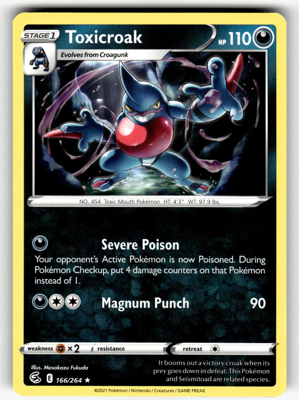Toxicroak – 166/264 SWSH08: SWSH08: Fusion Strike Rare NM