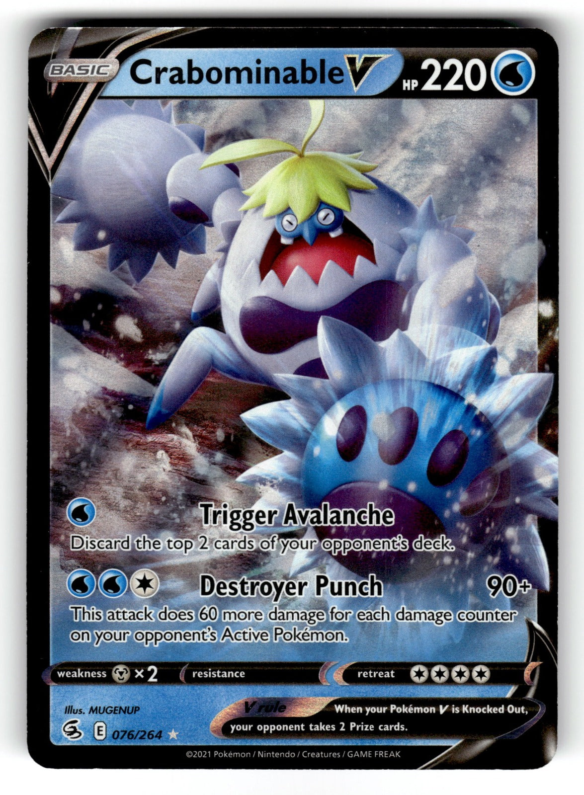 Crabominable V – 076/264 SWSH08: SWSH08: Fusion Strike Ultra Rare Holo NM