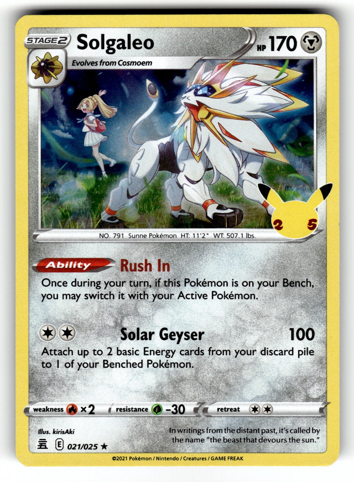 Solgaleo – 021/025 CLB: Celebrations Holo Rare NM
